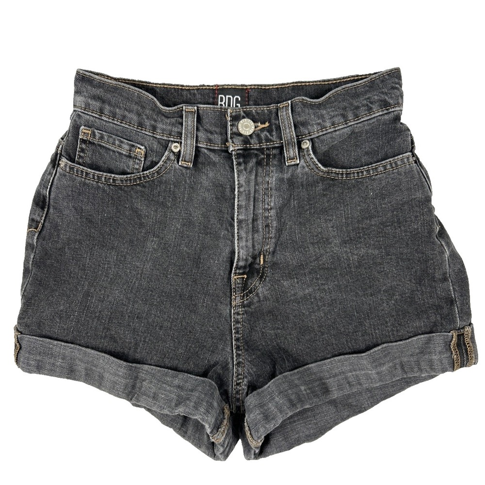 BDG Urban Outfitters Women's Shorts 24 Mom High-Rise Cuffed Denim Black